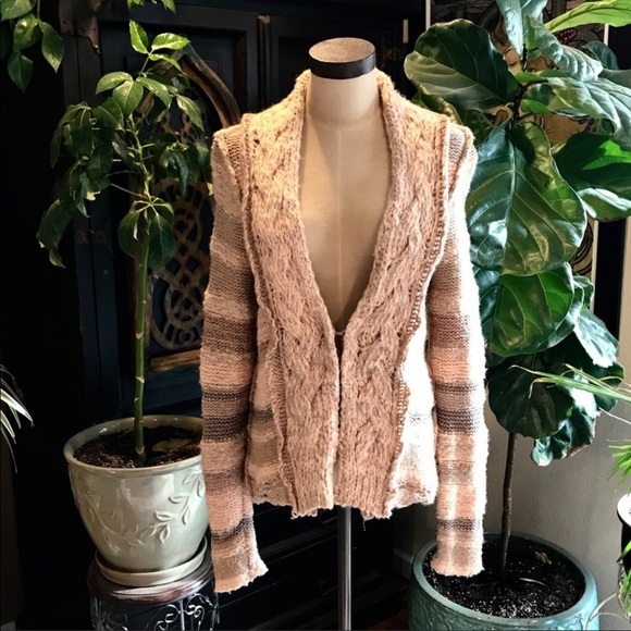 Vince v-neck wool blend ombré stripe cardigan - Picture 2 of 10